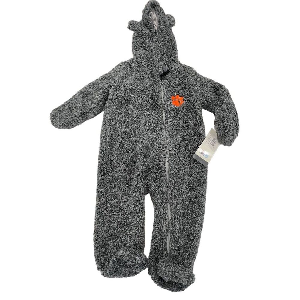 Outerstuff Clemson Tigers 6-9 mos Teddy Fleece‎ snowsuit Gray Unisex